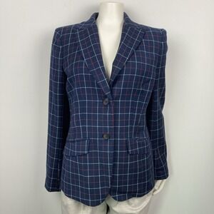 Brooks Brothers Women's Wool Plaid Tweed Blazer Size 4 Classic Vtg